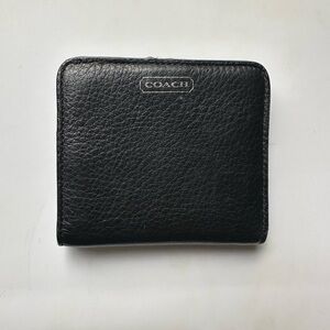 Coach Pebble Leather Snap Wallet - Black